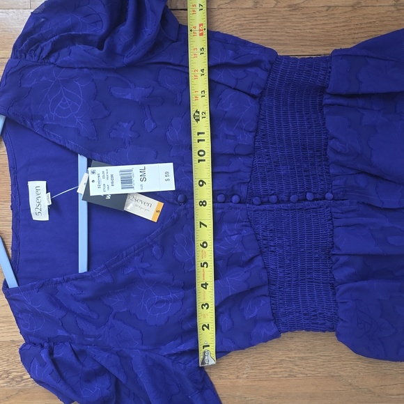 52SEVEN BRAND WOMEN'S PURPLE TOP WITH SMOCKING SIZE SMALL - Picture 9 of 14